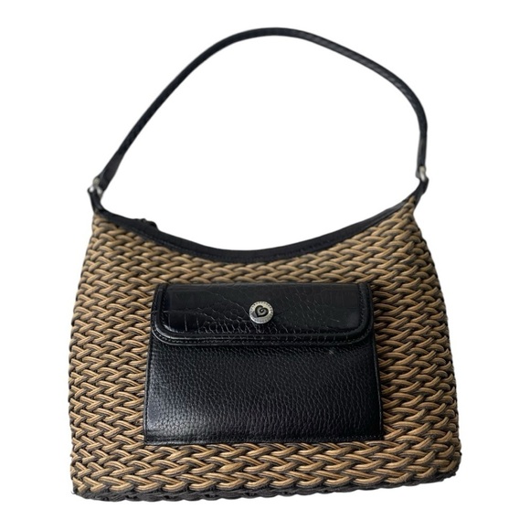 Brighton Edna Woven Raffia Straw & Leather Trim Shoulder Bag - Picture 1 of 6